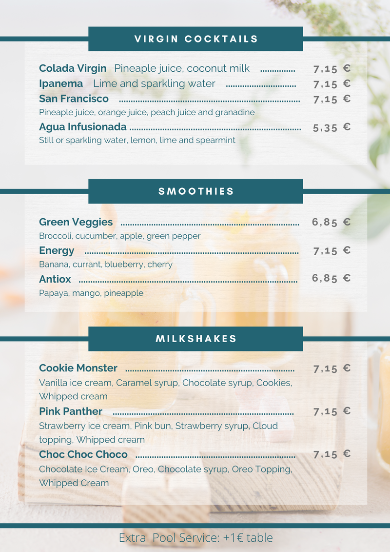 Carta Snack Bar Bebidas 4 2025